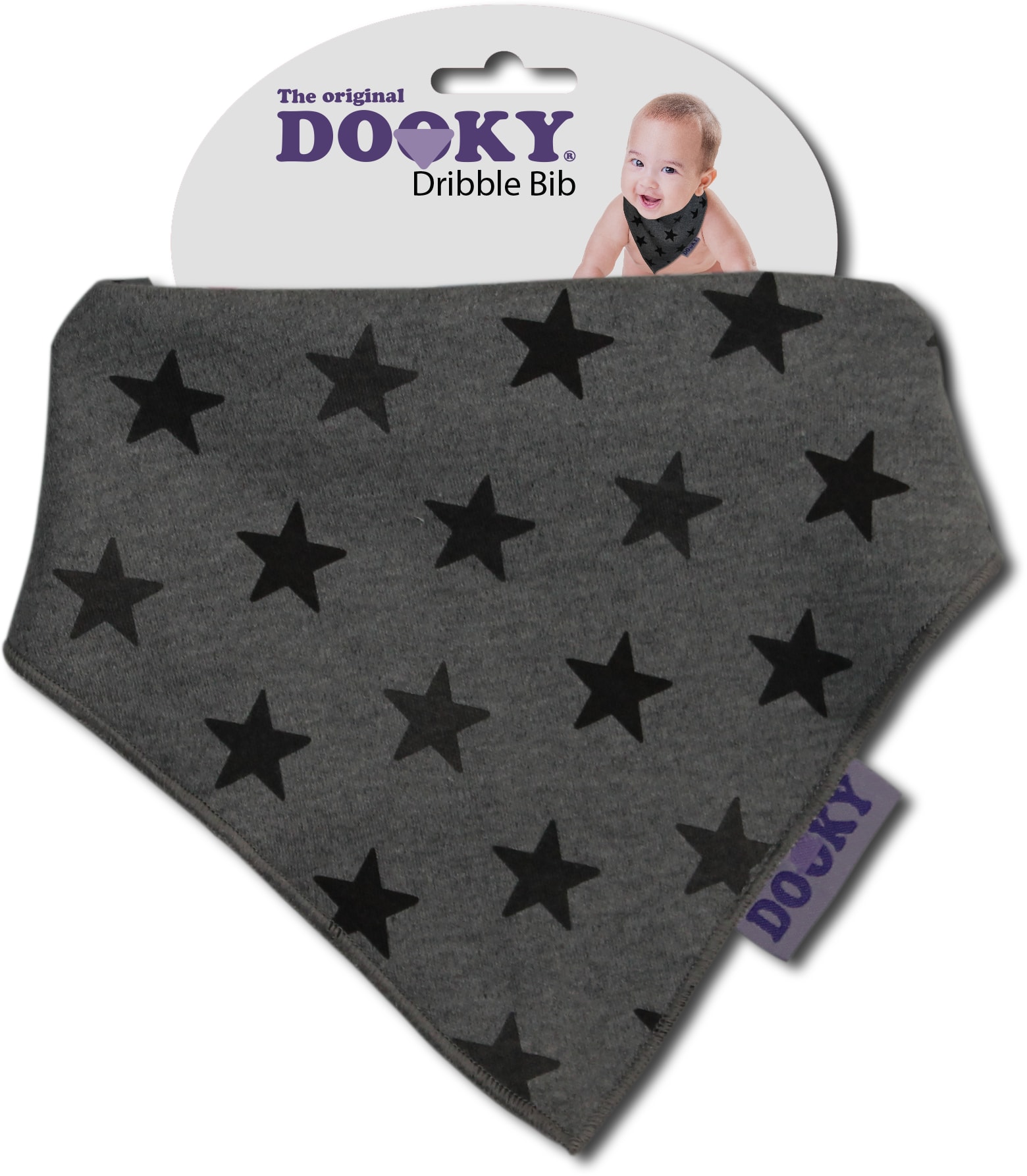 Dooky Dribble Bib Grey Stars